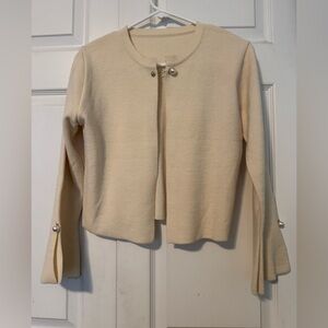 Cream Cardigan with Pearl Button Accents Sz XS
